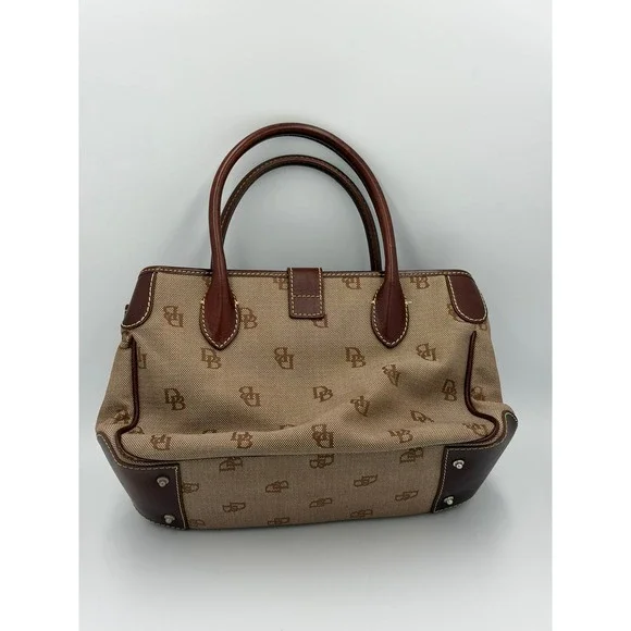 Dooney & Bourke Small Double Handle Tote Monogram Canvas Leather Brown HK51Q BN - Picture 2 of 12
